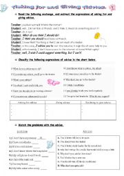 English Worksheet: Asking for and giving advice