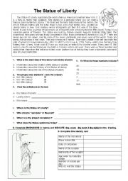 English Worksheet: The Statue of Liberty