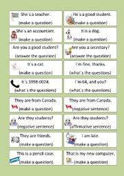 English Worksheet: MAKE SENTENCES WITH THE VERB TO BE