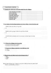 English Worksheet: a conversation between a bank manager and a client followed by some comprehension questions.