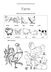 English Worksheet: farm video activity