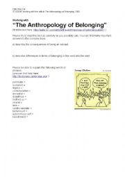 English Worksheet: The Anthropology of Belonging worksheet