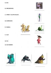 English Worksheet: Monsters INC. printable