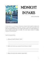 English Worksheet: Midnight in Paris