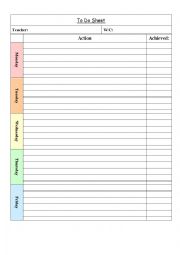English Worksheet: week planning