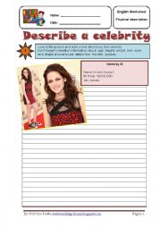 English Worksheet: Describe a celebrity - Kirsten Stewart