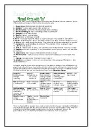 English Worksheet: Phrasal Verb Bingo: Phrasal Verbs with In Part 1