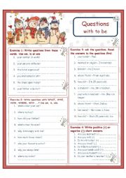 English Worksheet: Questions with TO BE