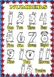 English Worksheet: Numbers 1 to 12 - Pictionary