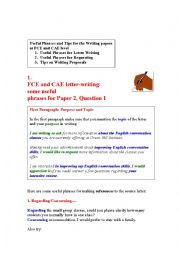 Useful Phrases for Writing papers at FCE and CAE level