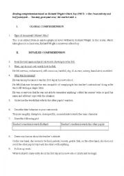 English Worksheet: Reading comprehension based on an extract from Richard Wright´s Black Boy