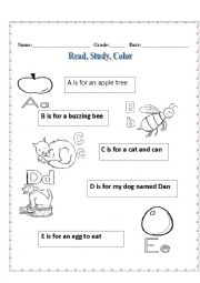 English Worksheet: abcde song