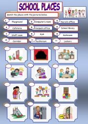 English Worksheet: School places