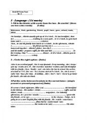 English Worksheet: End of term test n: 1 7th form
