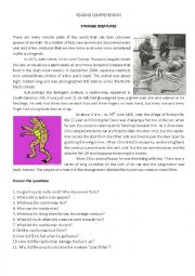 English Worksheet: Reading comprehension: strange creatures