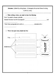 English Worksheet: Writing a Story (Student Version)