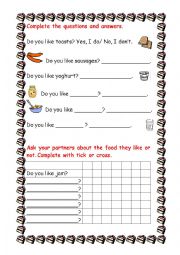 English Worksheet: Do you like ...?