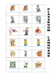 English Worksheet: classroom language - cutting and matching 