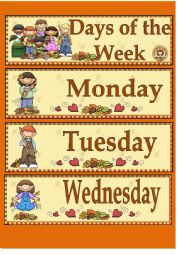 English Worksheet: DAYS OF THE WEEK - POSTER