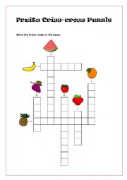 English Worksheet: Fruits Criss-cross Puzzle