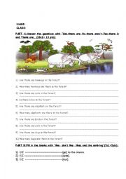 English Worksheet: THERE IS THERE ARE-LIKE DONT LIKE- WHERE IS THE...?