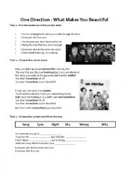 English Worksheet: One Direction - What makes you beautiful