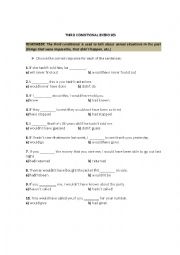 English Worksheet: third conditional exercises