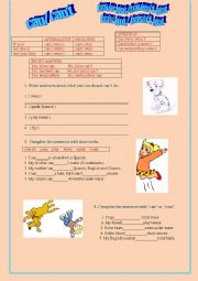 English Worksheet: CAN/ CANT / HAVE GOT/ HAS GOT