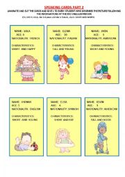 English Worksheet: speaking cards for young learners (2/3)