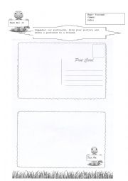 English Worksheet: Three Little Pigs Postcard