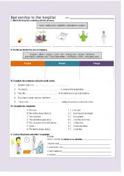 English Worksheet: A bad health service in the hospital