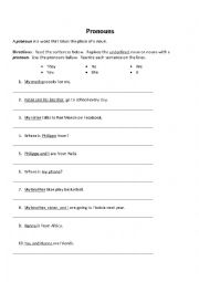 English Worksheet: Pronouns