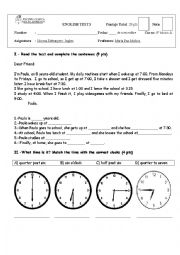 English Worksheet: Daily routines