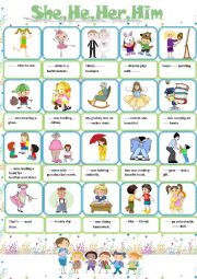 English Worksheet: She,He,Her,Him