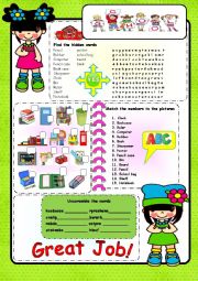 English Worksheet: classroom objects