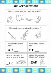 English Worksheet: Alphabet questions (2 pages)