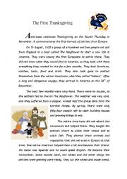 English Worksheet: The first Thanksgiving