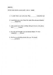 English Worksheet: Prefix under-, over-