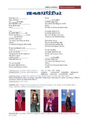 English Worksheet: sing a song- physical appaerance