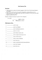English Worksheet: Find Someone Who...USED TO