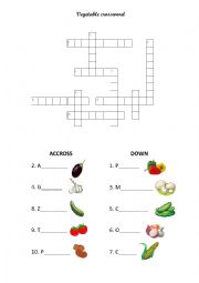 English Worksheet: Vegetable crossword