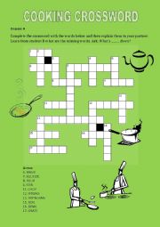 English Worksheet: Cooking crossword v.2 - PAIRWORK/SPEAKING ACTIVITY (coloured)