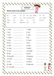 English Worksheet: Antonym