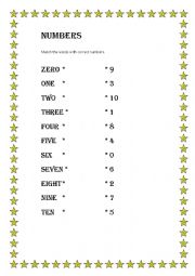 English Worksheet: Numbers from 0 to 10