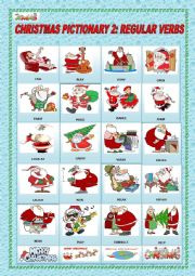 English Worksheet: CHRISTMAS PICTIONARY 2: REGULAR VERBS