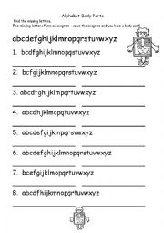 English Worksheet: Alphabet body parts
