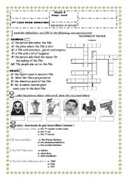 English Worksheet: THE WORLD OF THE CINEMA ( 1ST PART)