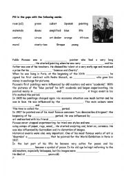 English Worksheet: picassos cloze test