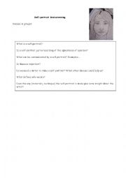English Worksheet: self-portrait brainstorming activity