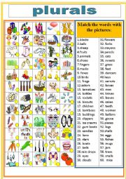 Plurals - ESL worksheet by jhansi